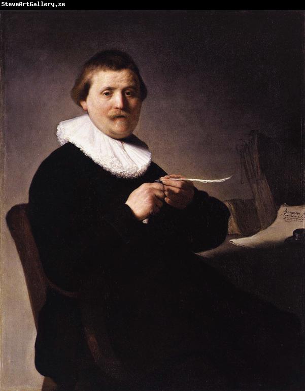 REMBRANDT Harmenszoon van Rijn Portrait of a man trimming his quill (mk33)